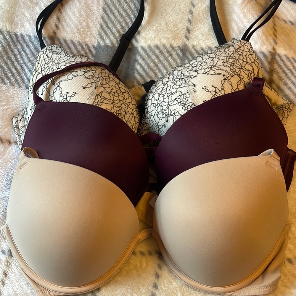 Women's Intimates Set - Black, Cream, and Burgundy Bras